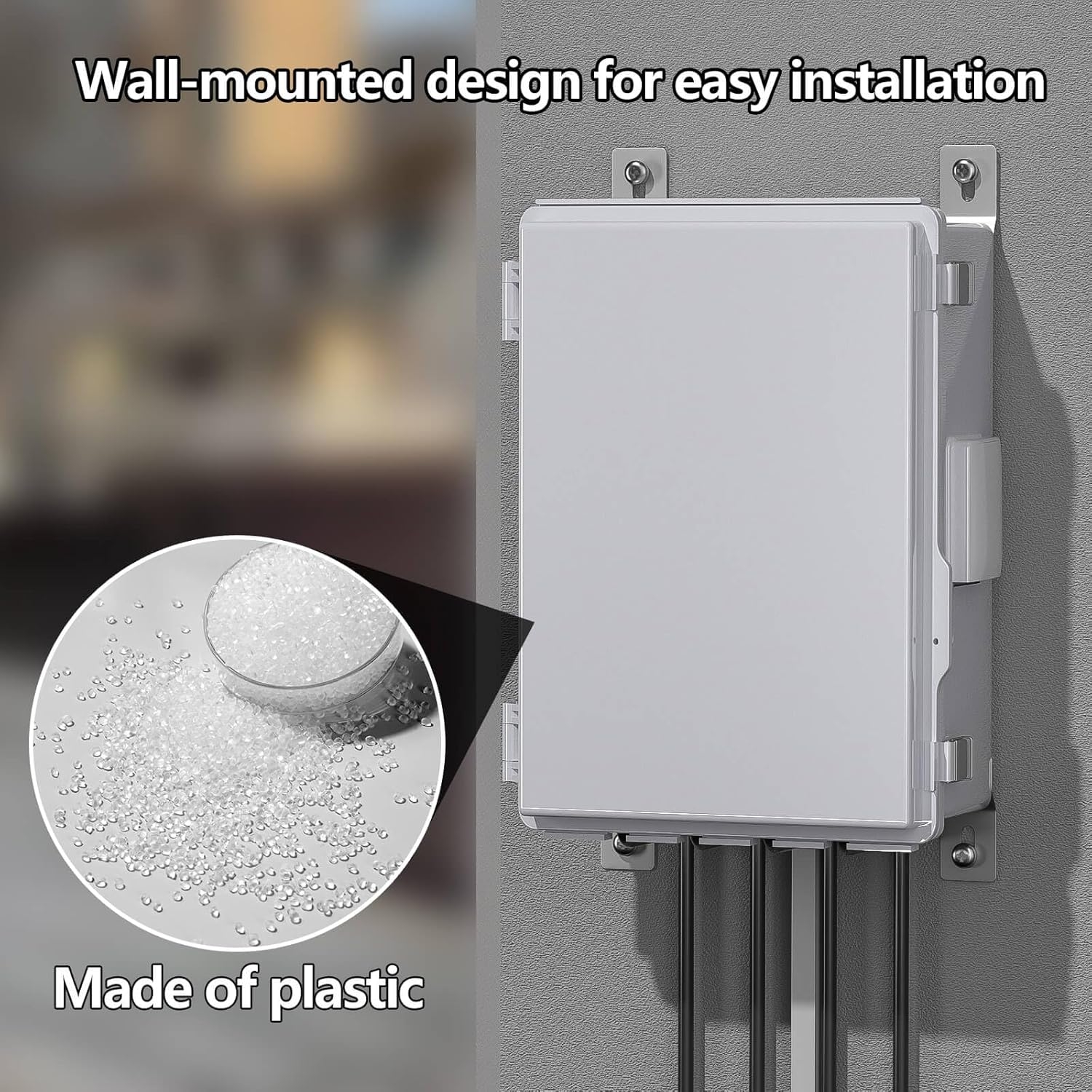 ABS Electrical Junction Box – IP65 Waterproof, Ventilated Design, Cable Grommets, With Mounting Panel – 15.5 X 11.5 X 6.2 In, Grey