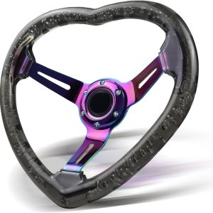 Universal Love Steering Wheel Racing/Golf Steering Wheel, 13.8″ 6 Bolts Grip Acrylic  EZGO RXV (Black)