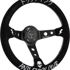 Drift King Steering Wheel 350mm Deep Dish 6 Bolt For JDM Sport Racing Steering Wheel Suede Horn Button Included