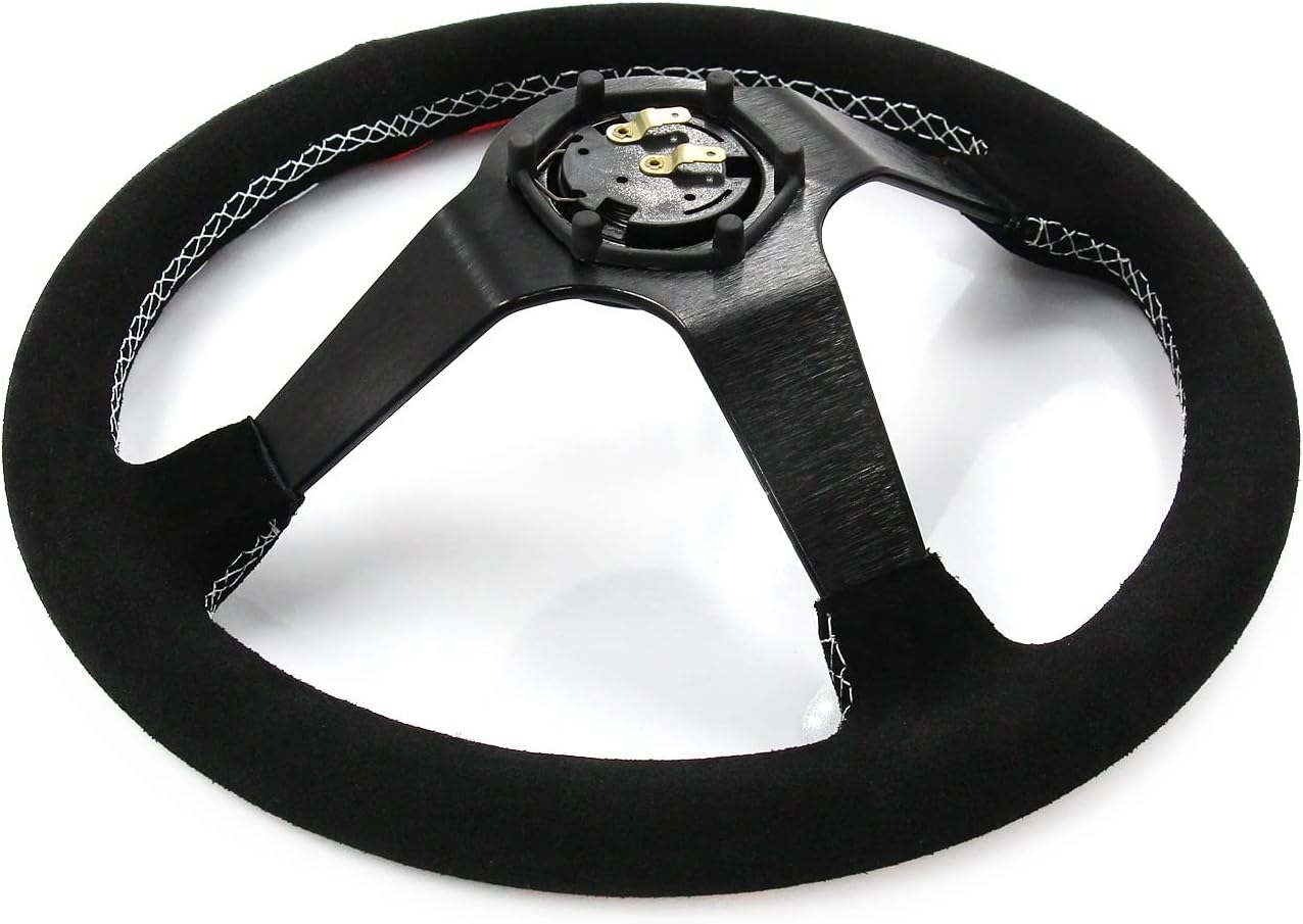 Drift King Steering Wheel 350mm Deep Dish 6 Bolt For JDM Sport Racing Steering Wheel Suede Horn Button Included - Image 5