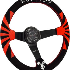 Rising Sun Steering Wheel 350mm Deep Dish 6 Bolt For JDM Sport Racing Steering Wheel Alcantara Horn Button Included