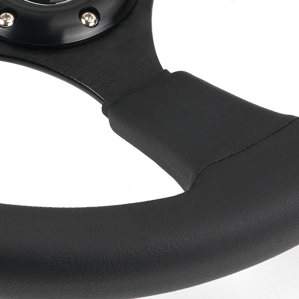 14inch Black Leather Steering Wheel, Universal Sports Car Racing for Race/Rally/Motorsport/Car Sim Driving - Image 6