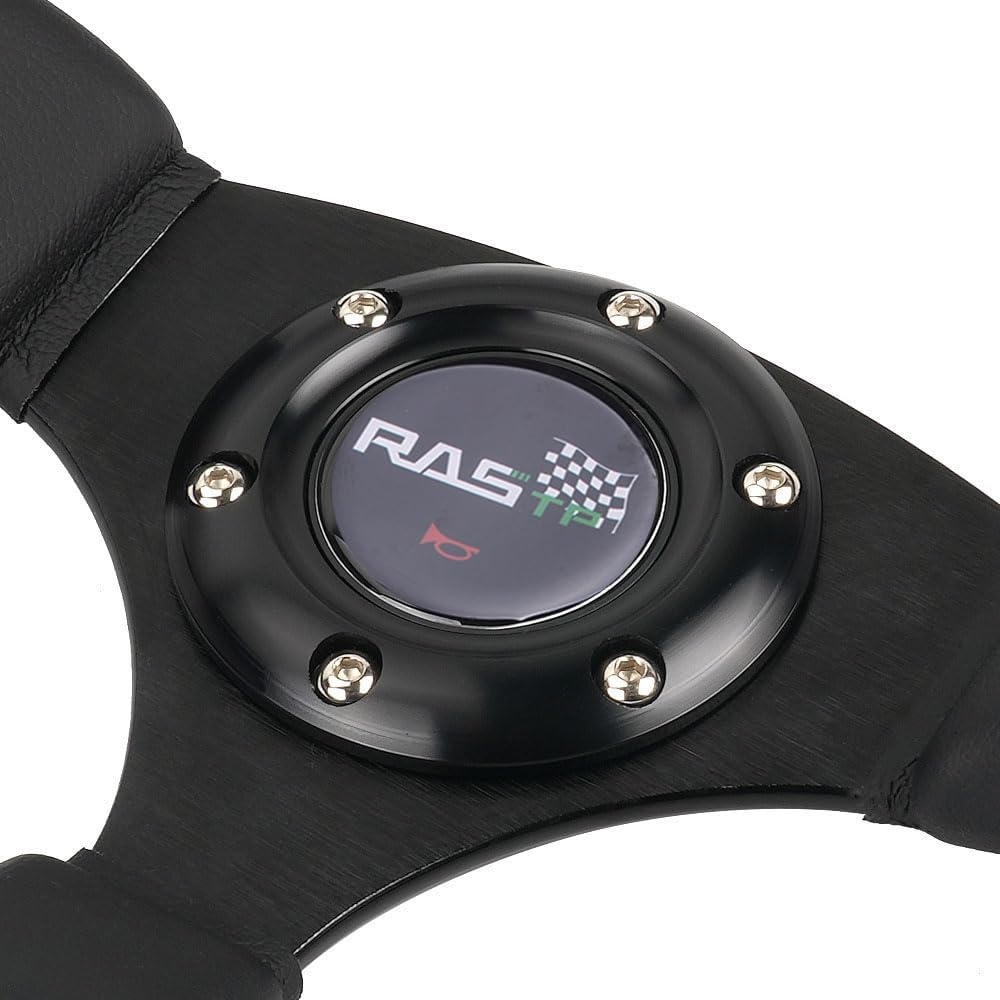 14inch Black Leather Steering Wheel, Universal Sports Car Racing for Race/Rally/Motorsport/Car Sim Driving - Image 7