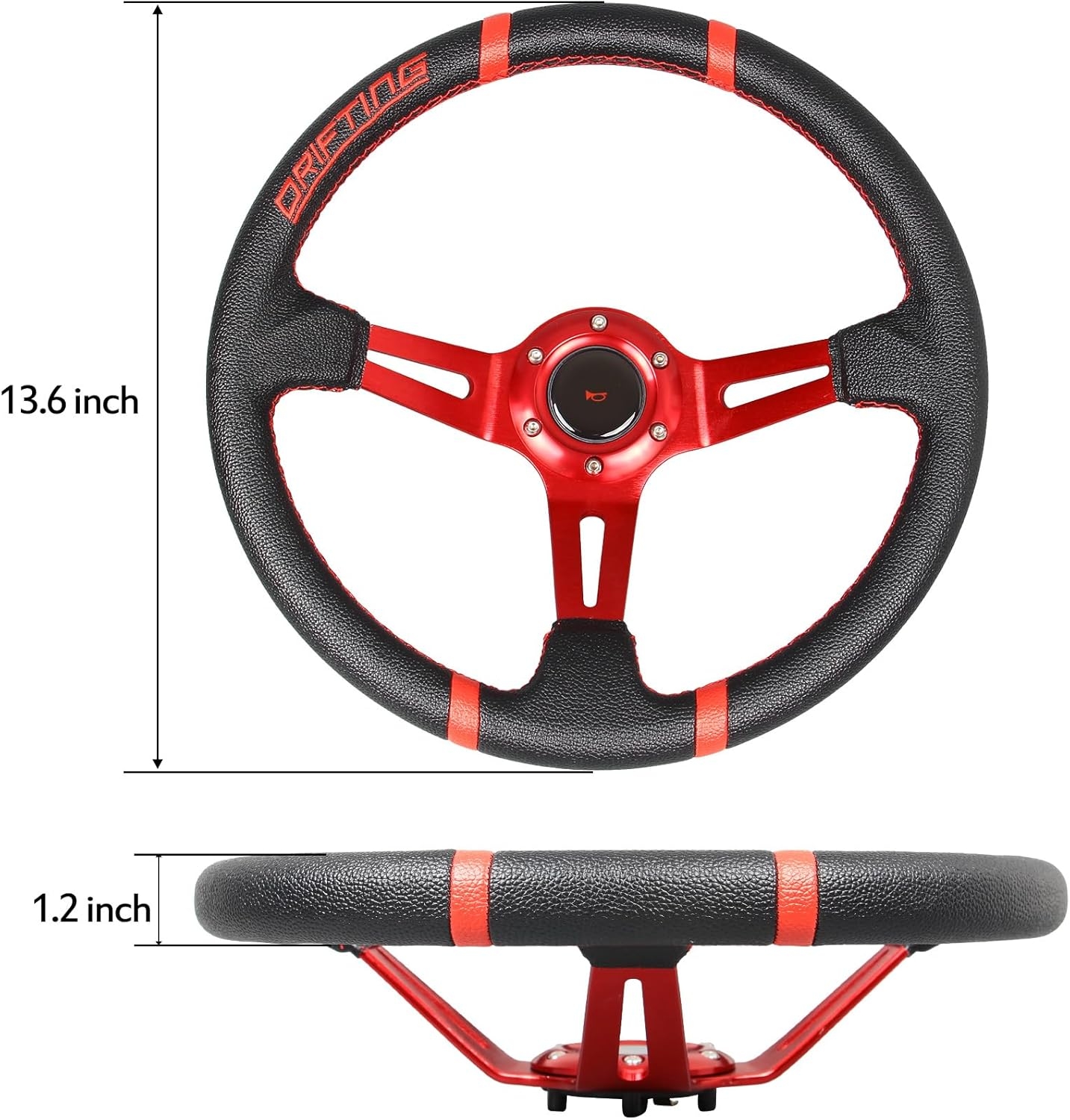 Drifting 350mm Steering Wheel - Yellow Leather Embroidery 6 Bolts Deep Dish Steering Wheel -13.8''Racing - Image 10