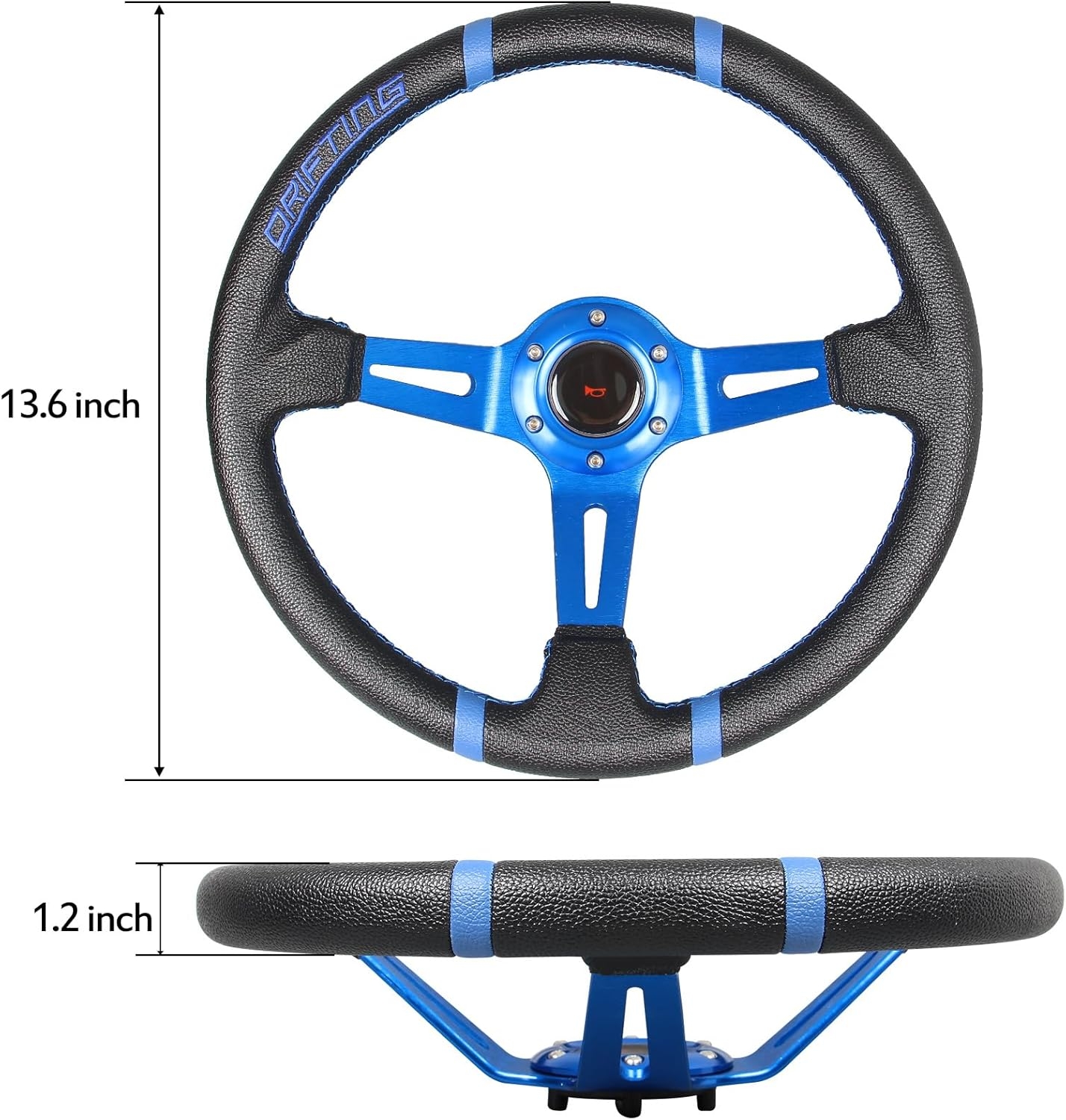Drifting 350mm Steering Wheel - Yellow Leather Embroidery 6 Bolts Deep Dish Steering Wheel -13.8''Racing - Image 17