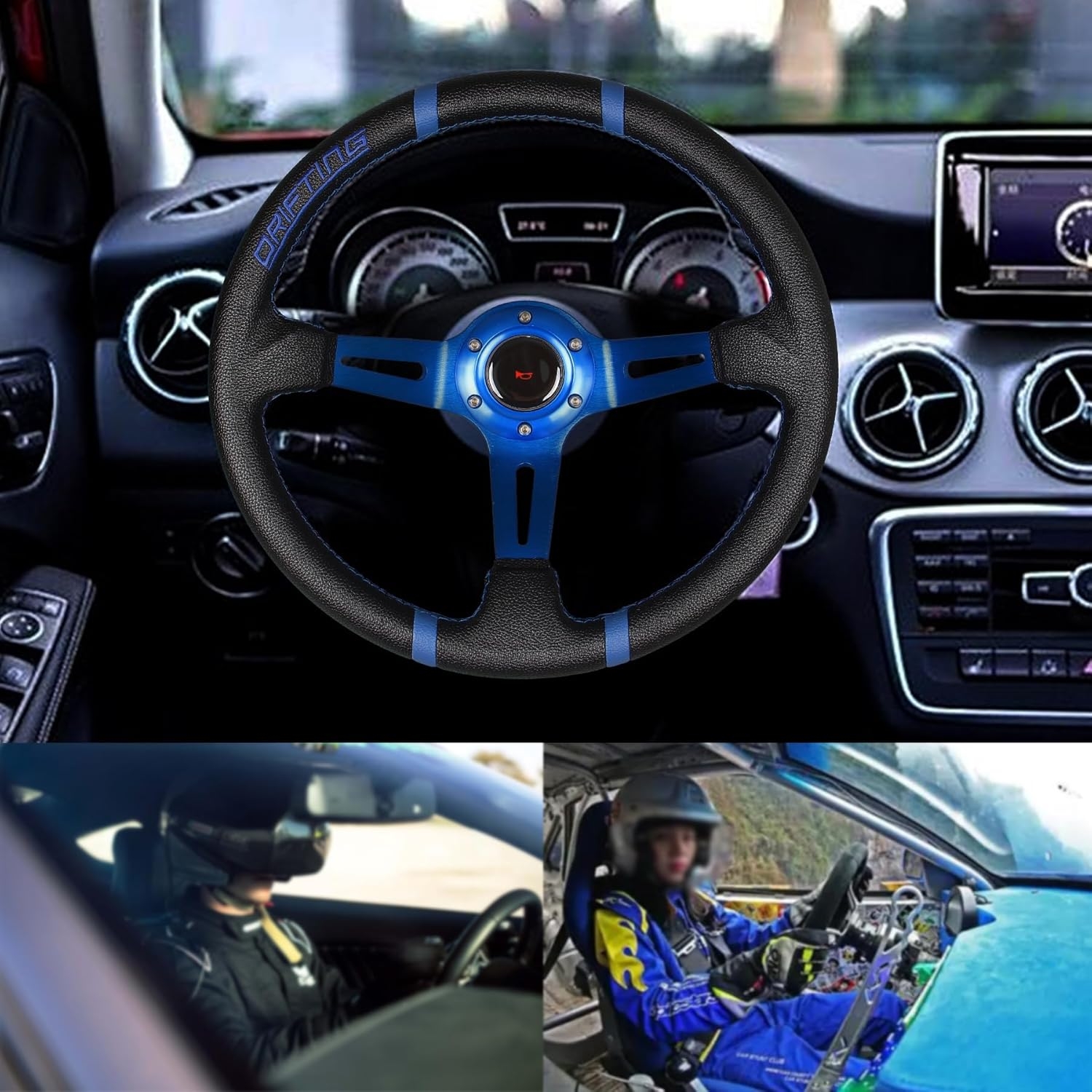 Drifting 350mm Steering Wheel - Yellow Leather Embroidery 6 Bolts Deep Dish Steering Wheel -13.8''Racing - Image 20