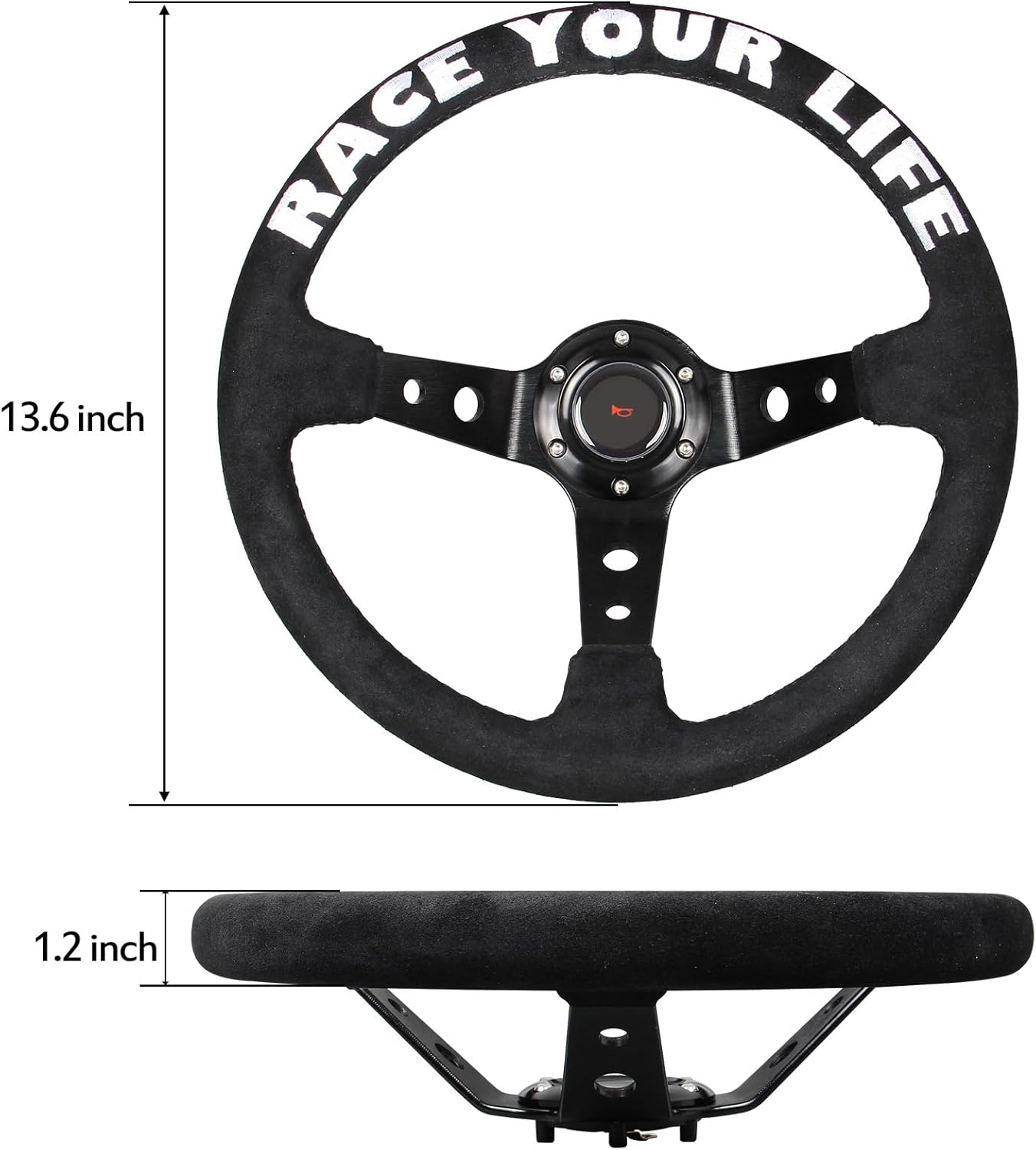 Drifting 350mm Steering Wheel - Yellow Leather Embroidery 6 Bolts Deep Dish Steering Wheel -13.8''Racing - Image 24