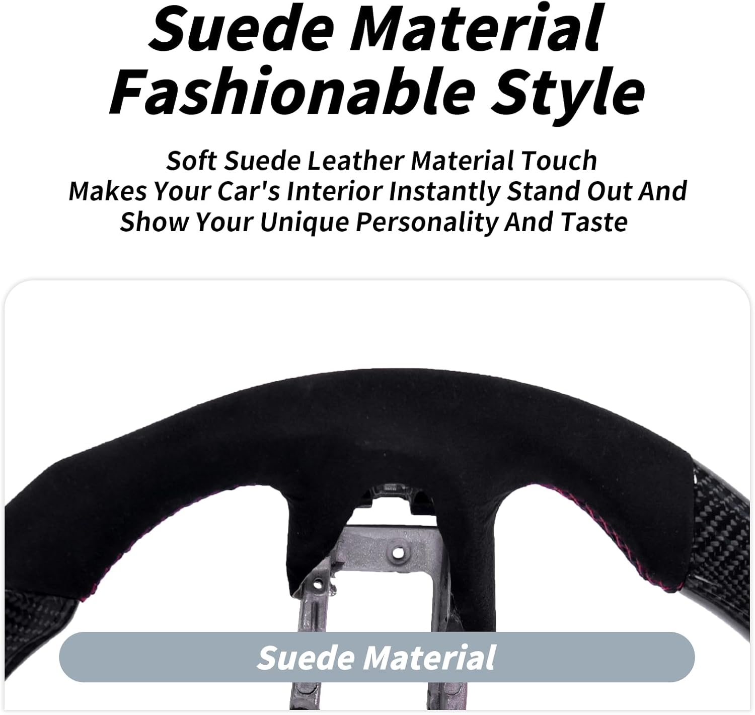 Carbon Fiber LED Mustang Steering Wheel- EcoBoost/GT/Shelby GT350/GT350R 2018-2023, LED Shift Indicator Racing Display, D-shaped Flat-bottom Perforated Leather Grip with Replacement Trim - Image 11