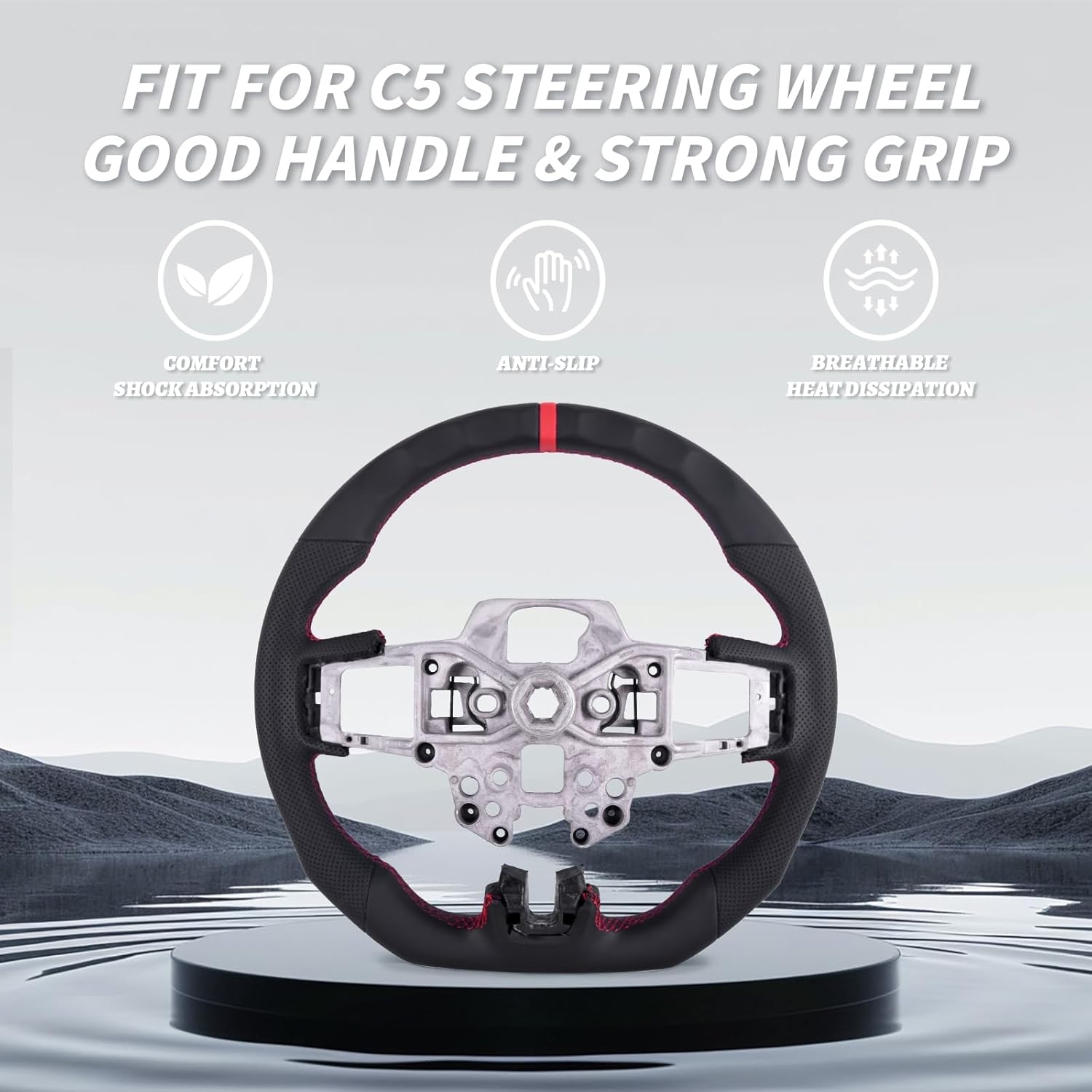 Carbon Fiber LED Mustang Steering Wheel- EcoBoost/GT/Shelby GT350/GT350R 2018-2023, LED Shift Indicator Racing Display, D-shaped Flat-bottom Perforated Leather Grip with Replacement Trim - Image 19