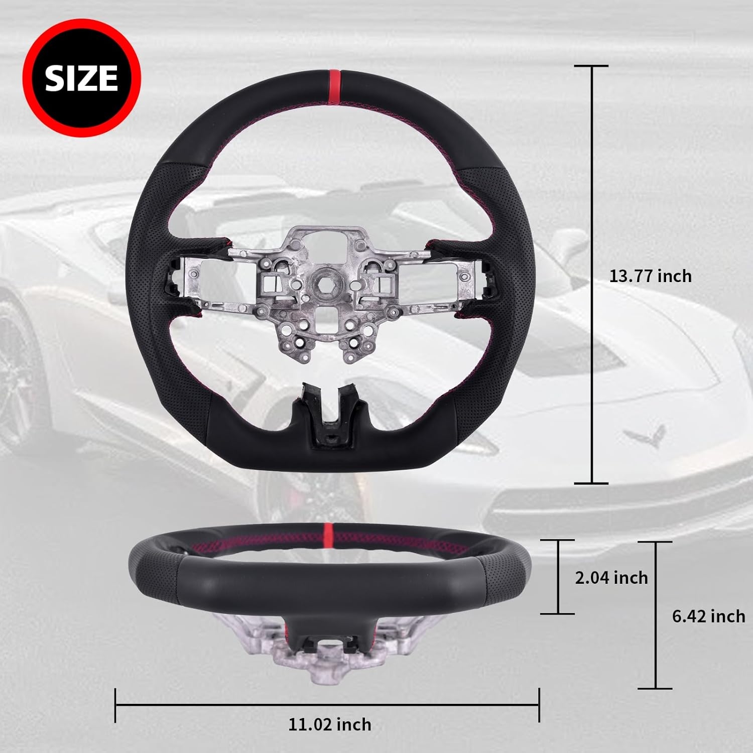 Carbon Fiber LED Mustang Steering Wheel- EcoBoost/GT/Shelby GT350/GT350R 2018-2023, LED Shift Indicator Racing Display, D-shaped Flat-bottom Perforated Leather Grip with Replacement Trim - Image 20