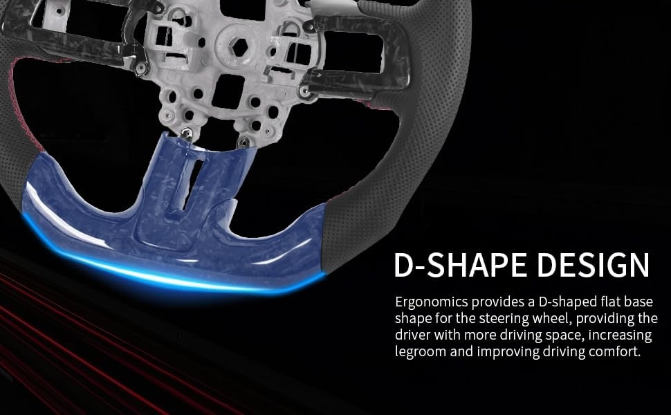 Carbon Fiber LED Mustang Steering Wheel- EcoBoost/GT/Shelby GT350/GT350R 2018-2023, LED Shift Indicator Racing Display, D-shaped Flat-bottom Perforated Leather Grip with Replacement Trim - Image 36