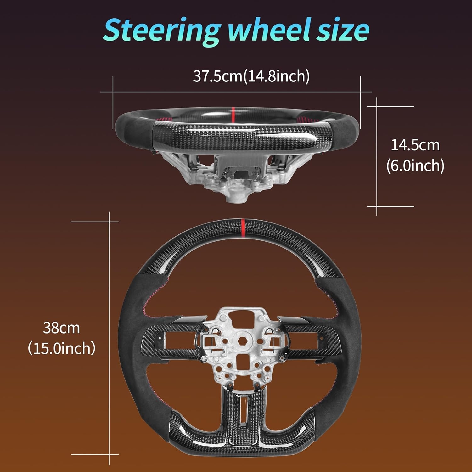 Carbon Fiber LED Mustang Steering Wheel- EcoBoost/GT/Shelby GT350/GT350R 2018-2023, LED Shift Indicator Racing Display, D-shaped Flat-bottom Perforated Leather Grip with Replacement Trim - Image 45