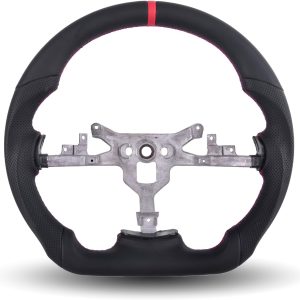 Chevy Corvette C6 Leather Steering Wheel – 2006-2011 ZR1 Z06, Full Nappa Perforated Leather D-shaped Flat-bottom Hand-Stitched