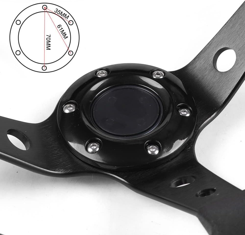 350mm Leather Steering Wheel black With Adapter Plate - Car Racing 14inch 70mm PCD For Logitech G29 G920 G923 For Racing Game - Image 7