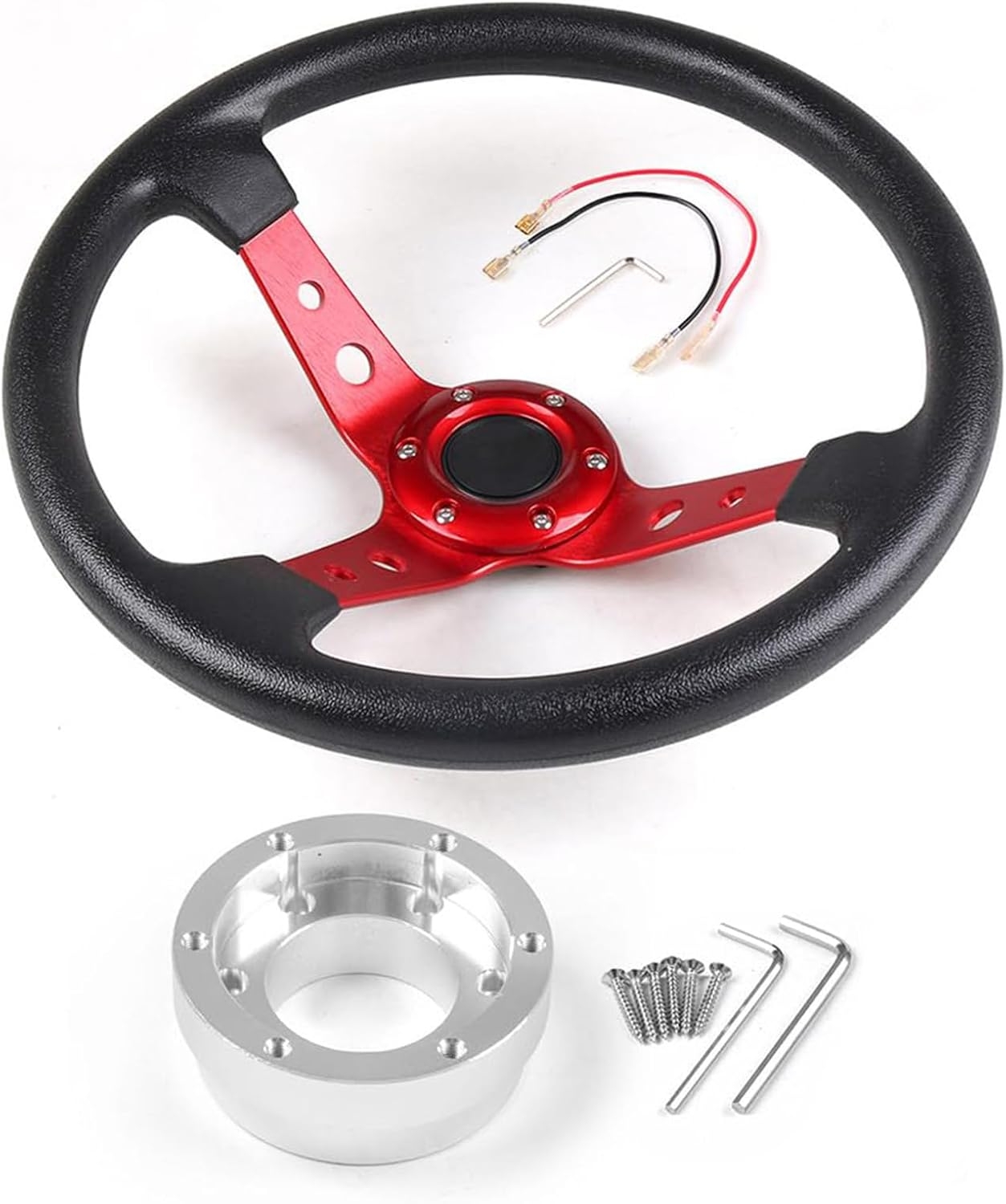 350mm Leather Steering Wheel black With Adapter Plate - Car Racing 14inch 70mm PCD For Logitech G29 G920 G923 For Racing Game - Image 10