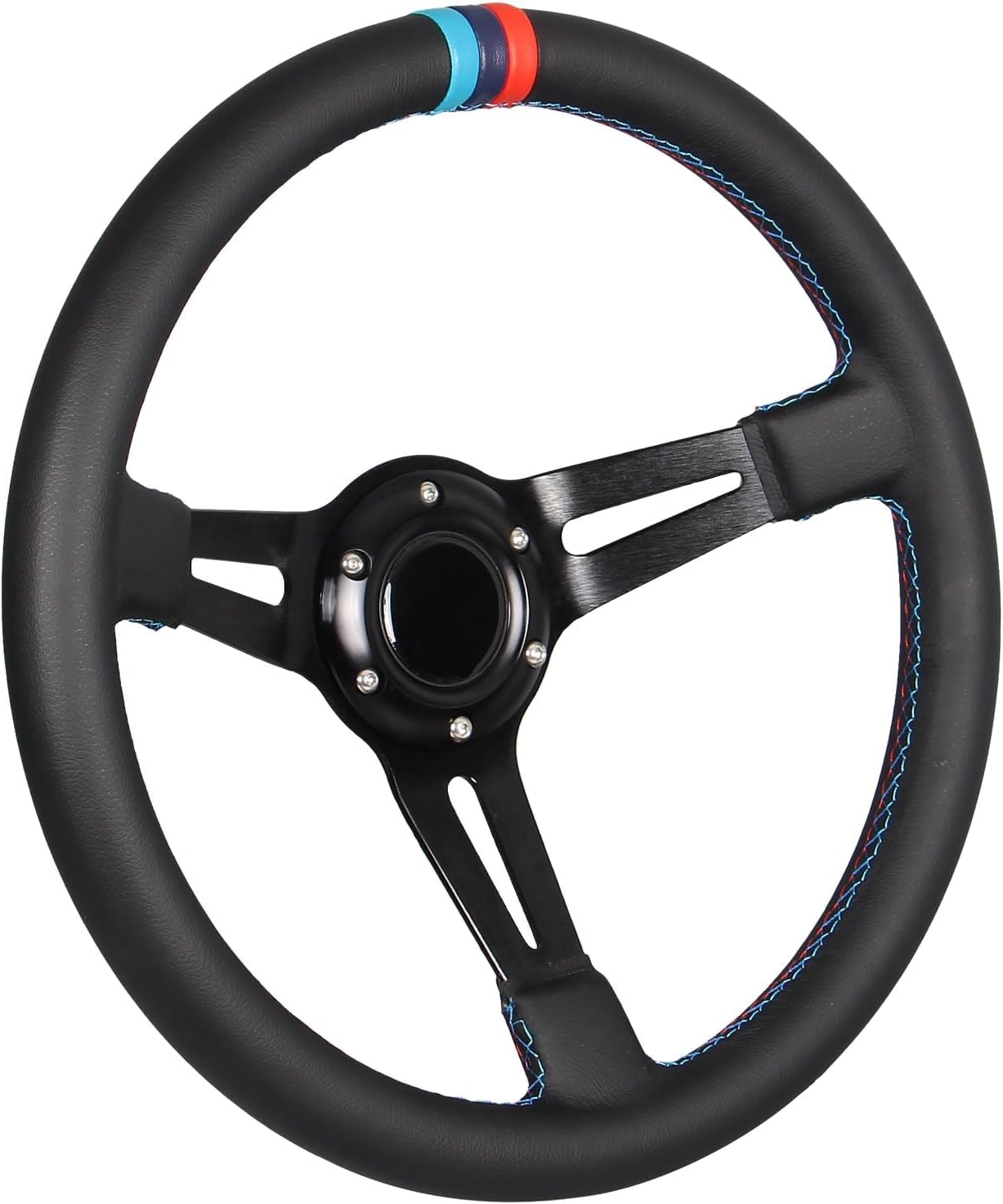 3 Color Microfiber Steering Wheel Leather 13.8”/350mm Drifting Deep Dish Steering Wheel For Car and Simulation PC Game