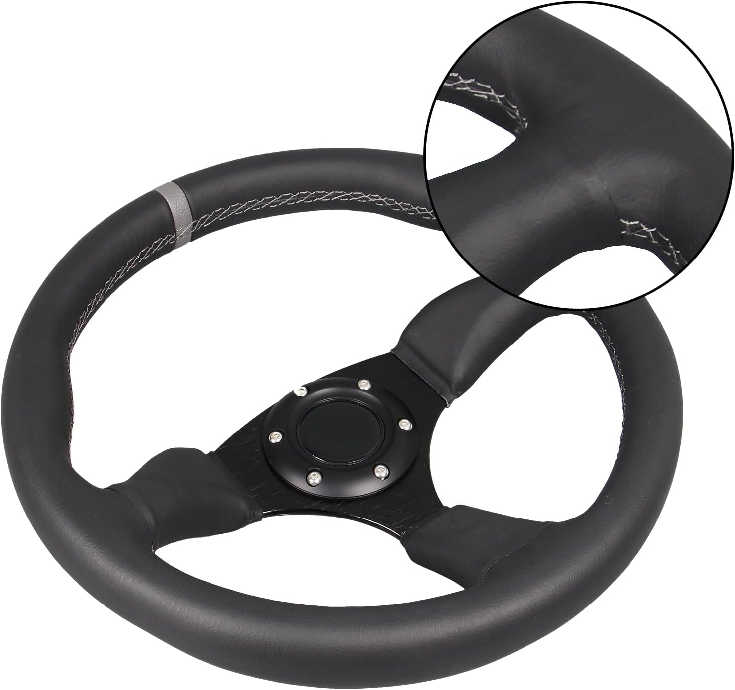 3 Color Microfiber Steering Wheel Leather 13.8”/350mm Drifting Deep Dish Steering Wheel For Car and Simulation PC Game - Image 18