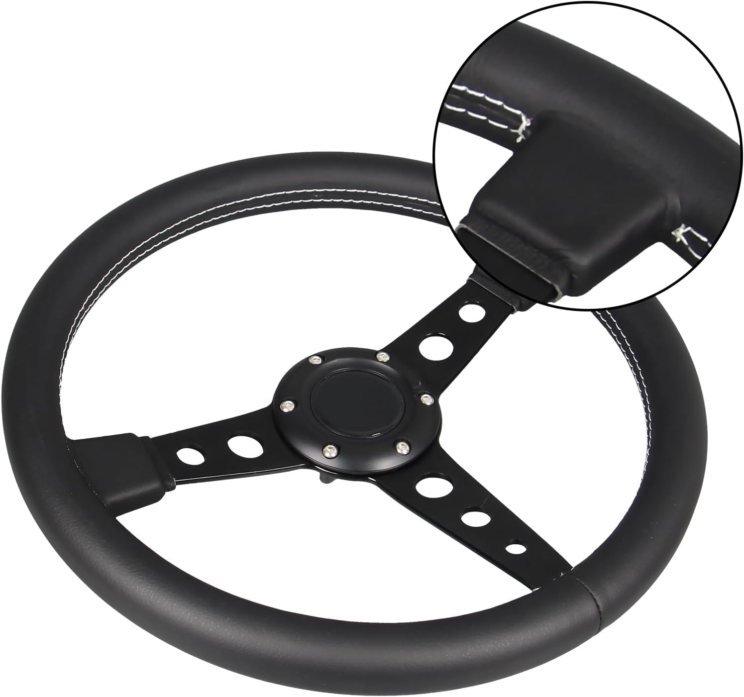 3 Color Microfiber Steering Wheel Leather 13.8”/350mm Drifting Deep Dish Steering Wheel For Car and Simulation PC Game - Image 22