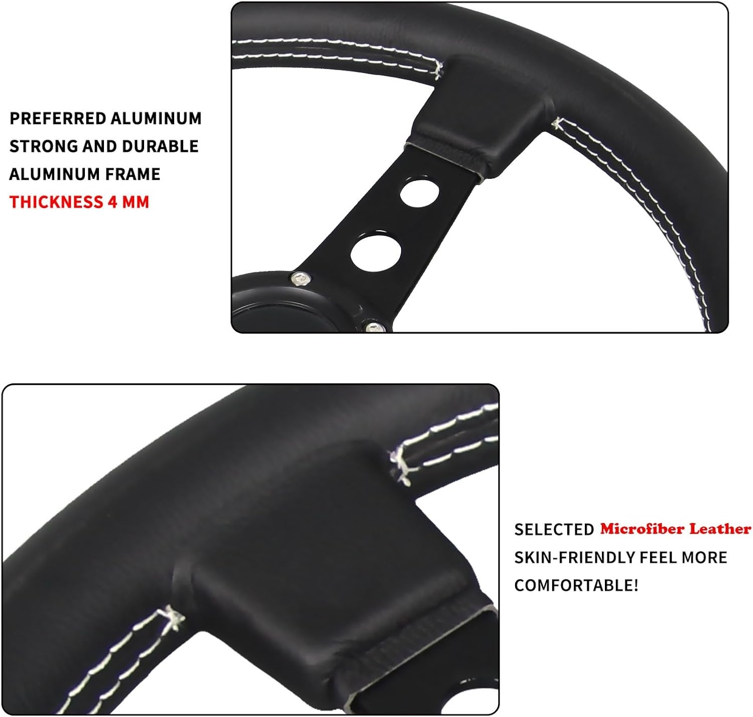 3 Color Microfiber Steering Wheel Leather 13.8”/350mm Drifting Deep Dish Steering Wheel For Car and Simulation PC Game - Image 24