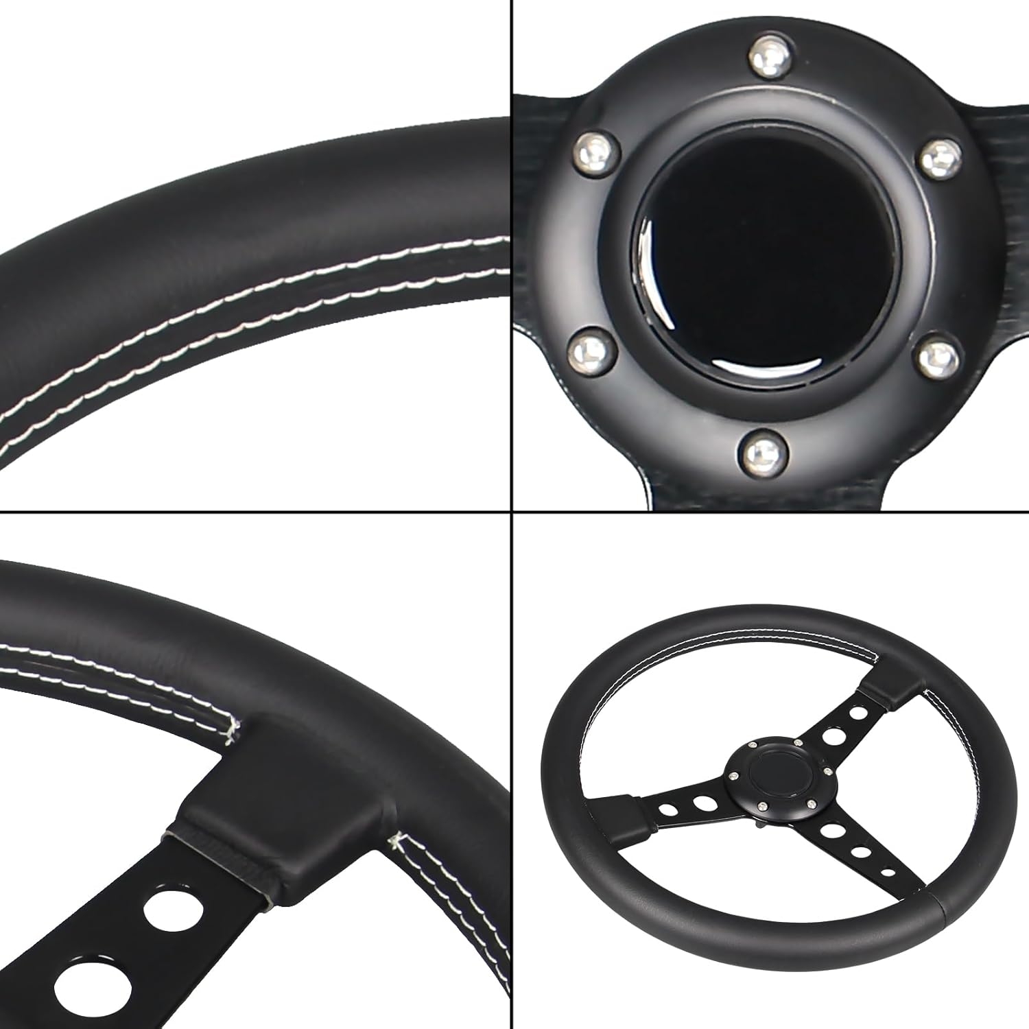 3 Color Microfiber Steering Wheel Leather 13.8”/350mm Drifting Deep Dish Steering Wheel For Car and Simulation PC Game - Image 25