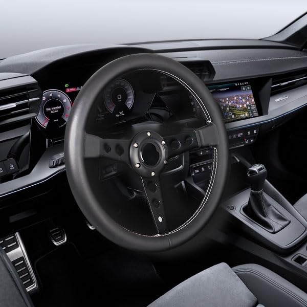 3 Color Microfiber Steering Wheel Leather 13.8”/350mm Drifting Deep Dish Steering Wheel For Car and Simulation PC Game - Image 26