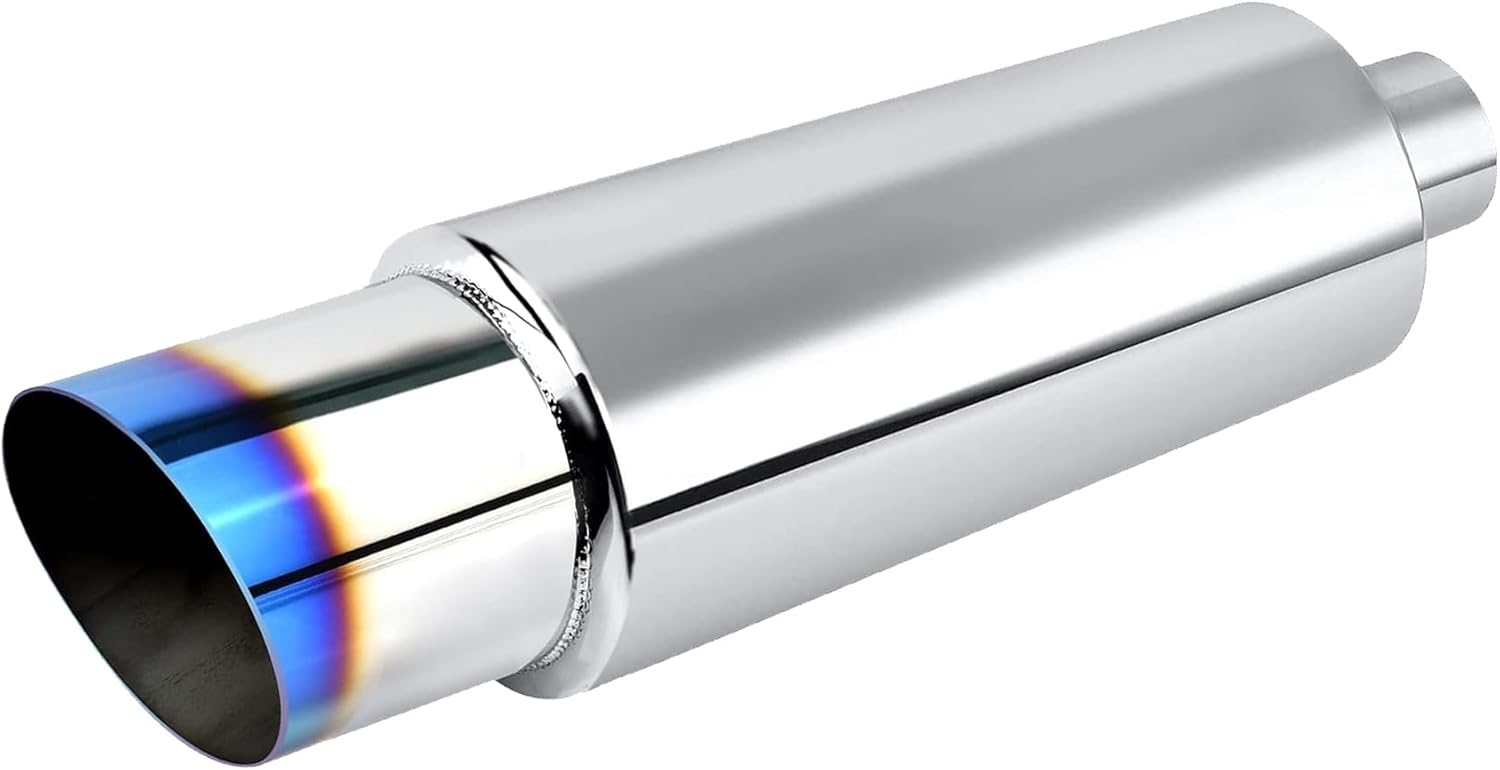 EVIL ENERGY Exhaust Muffler,Stainless Steel Exhaust Tip,Universal 14.6" Length (Burnt,2" Inlet 3" Outlet)