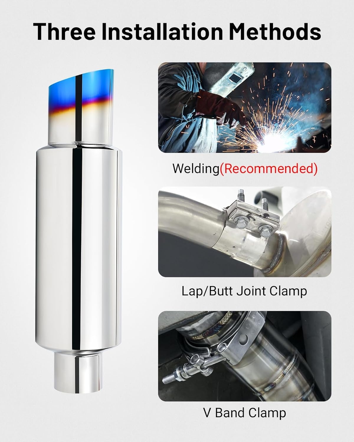 EVIL ENERGY Exhaust Muffler,Stainless Steel Exhaust Tip,Universal 14.6" Length (Burnt,2" Inlet 3" Outlet) - Image 11