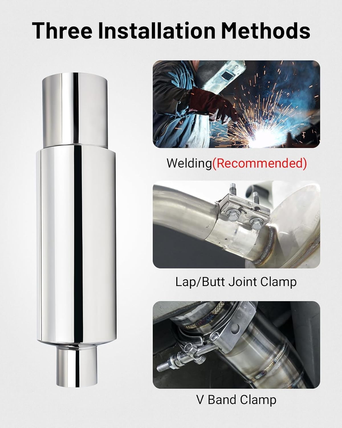 EVIL ENERGY Exhaust Muffler,Stainless Steel Exhaust Tip,Universal 14.6" Length (Burnt,2" Inlet 3" Outlet) - Image 16