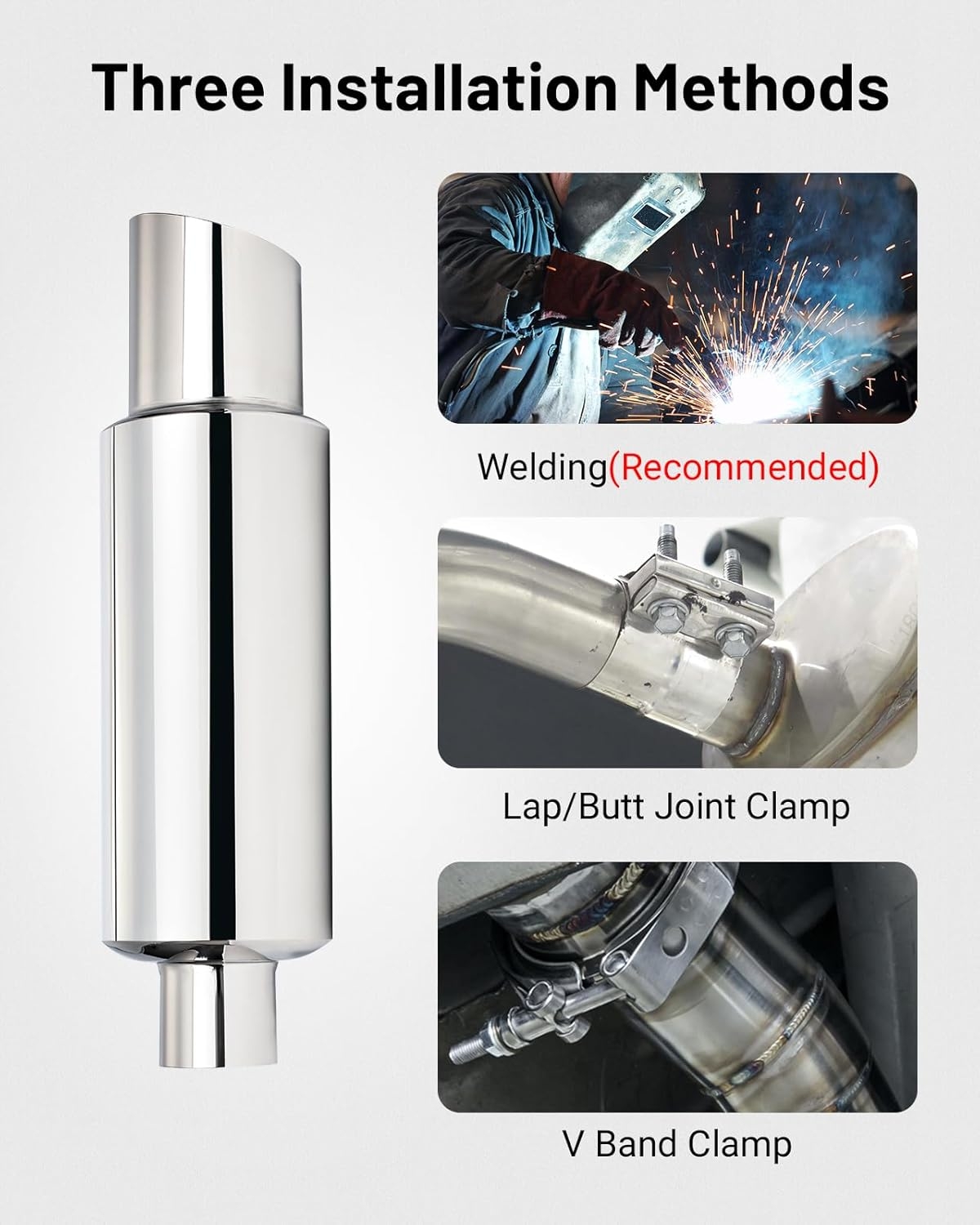 EVIL ENERGY Exhaust Muffler,Stainless Steel Exhaust Tip,Universal 14.6" Length (Burnt,2" Inlet 3" Outlet) - Image 21