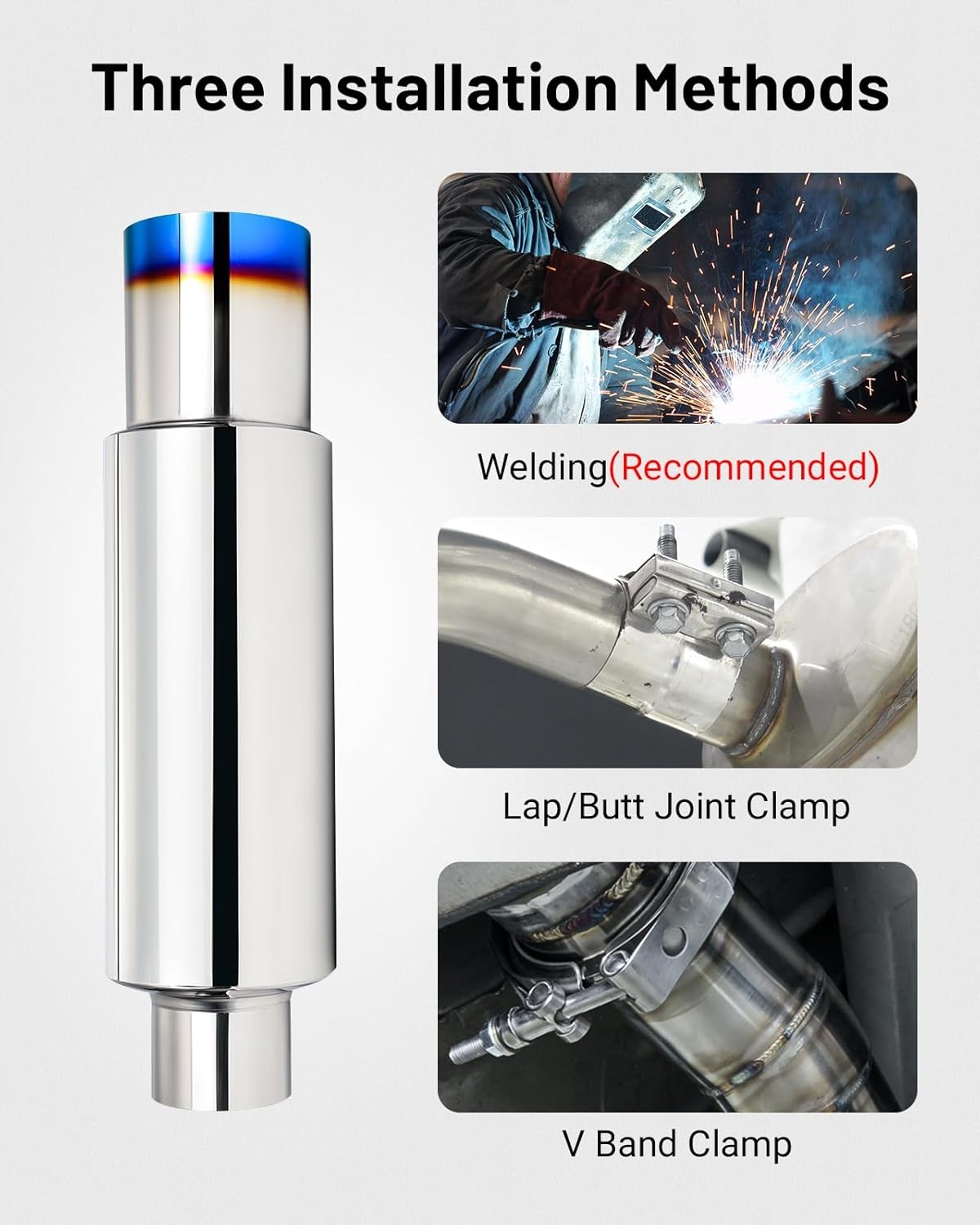 EVIL ENERGY Exhaust Muffler,Stainless Steel Exhaust Tip,Universal 14.6" Length (Burnt,2" Inlet 3" Outlet) - Image 26