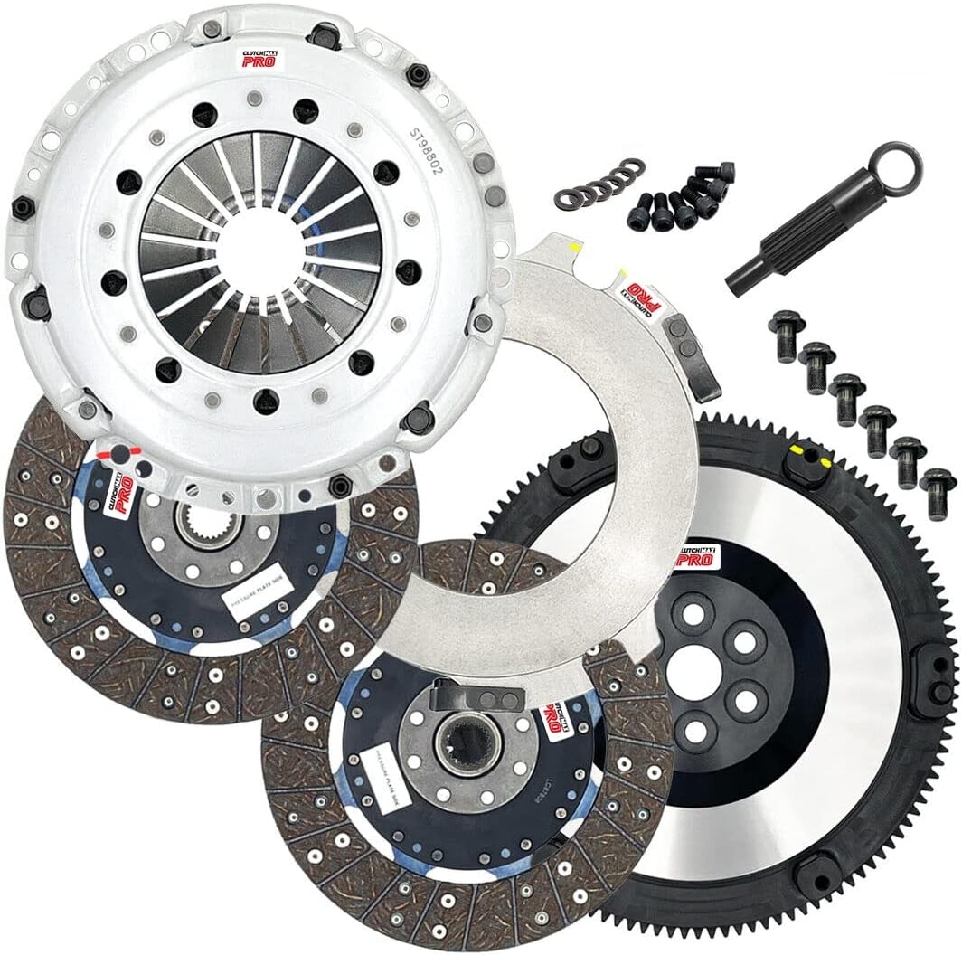 ClutchMaxPRO 700HP Heavy Duty Twin-Plate Clutch Kit with Flywheel System Compatible with Ford 2015-2023 Mustang Ecoboost 2.3L Turbo with MT-82 6-speed (CP07230MP-CK)