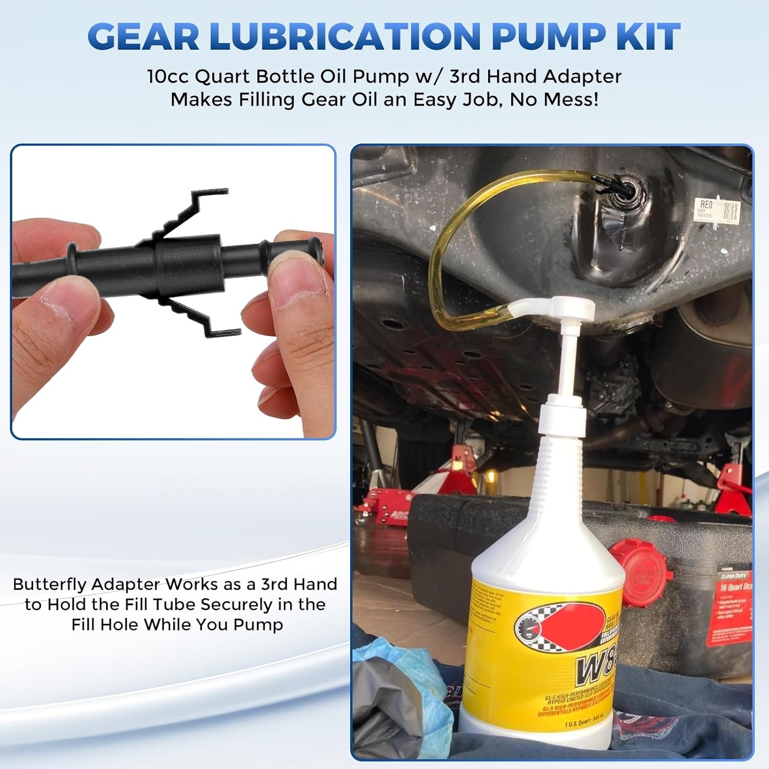 Fluid Pump for Standard Quart Bottles - 10cc Per Pump Stroke, Transmission Fluid Pump with 3rd Hand Adapter,differential fluid pump Transmission Fluid 2025 upgraded model with strong suction power - Image 2