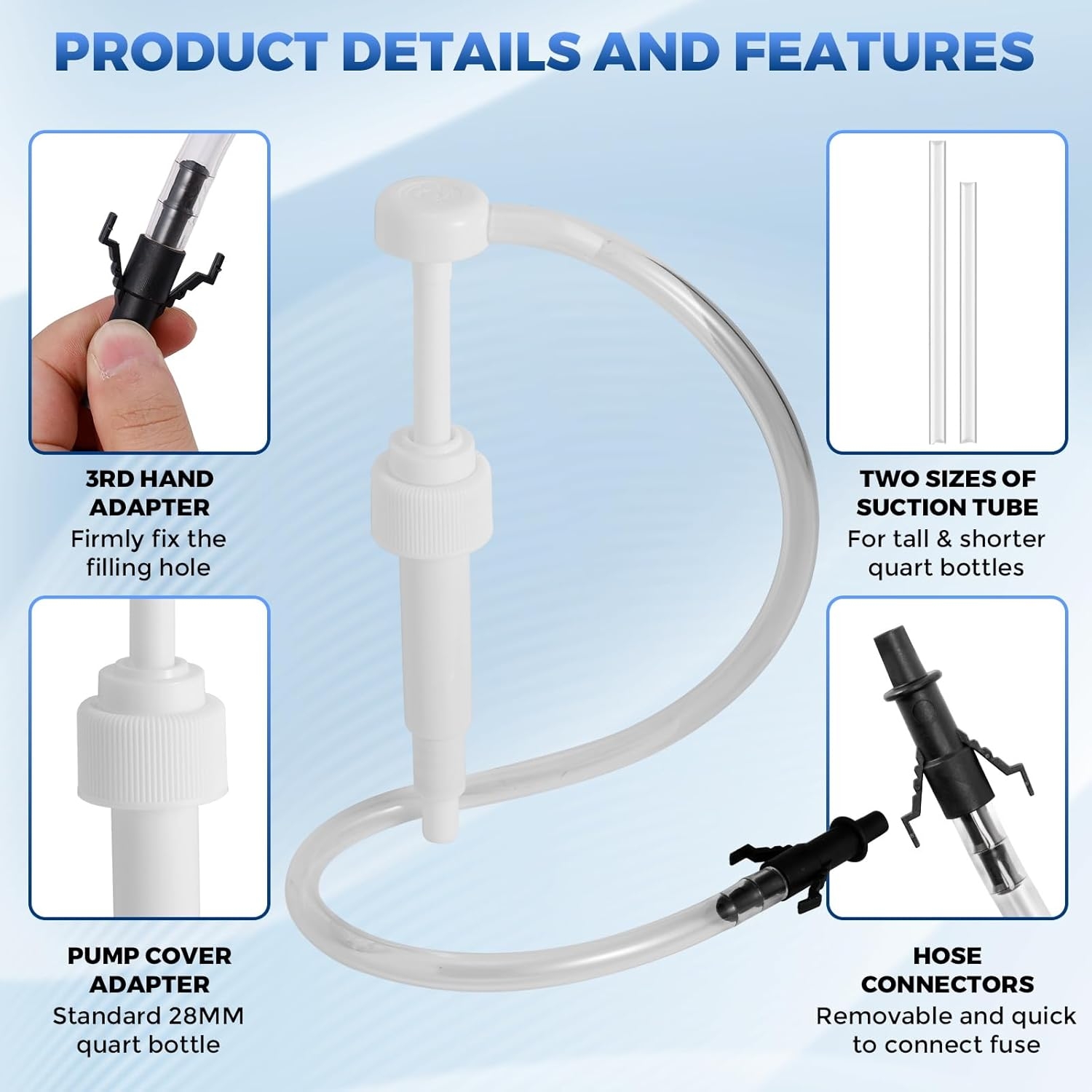 Fluid Pump for Standard Quart Bottles - 10cc Per Pump Stroke, Transmission Fluid Pump with 3rd Hand Adapter,differential fluid pump Transmission Fluid 2025 upgraded model with strong suction power - Image 5