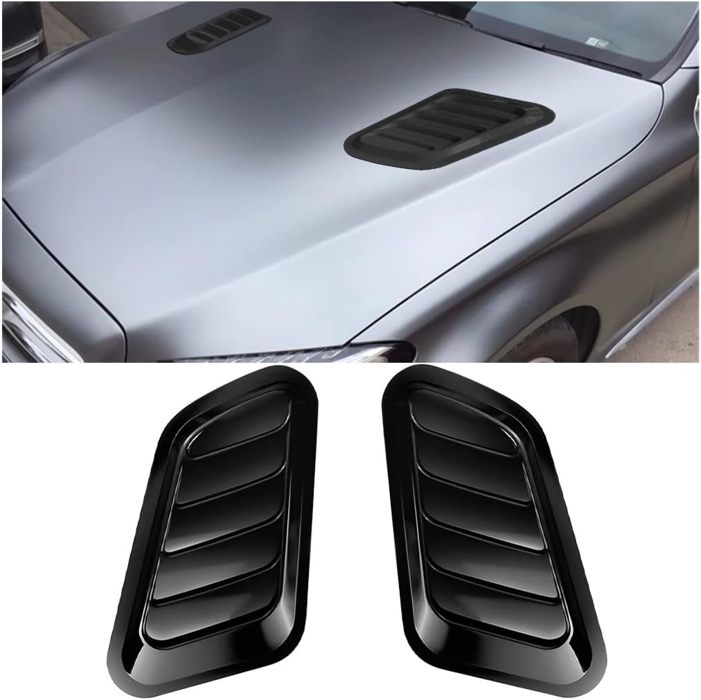 2PCS Universal Hood Air Vents for Car Hood Scoop, Bonnet Vent Hood Air Intake Trim Cover (Black)