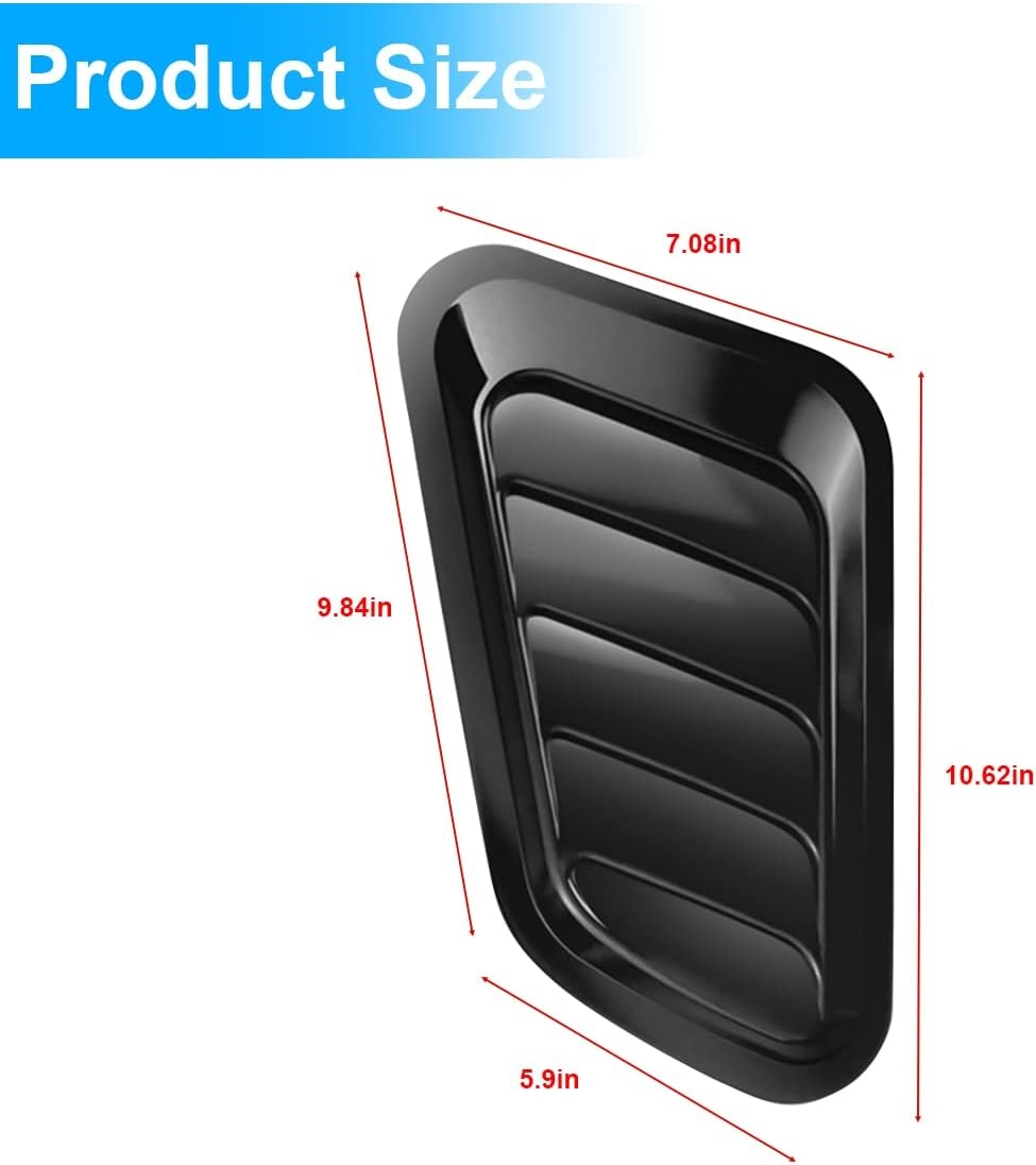 2PCS Universal Hood Air Vents for Car Hood Scoop, Bonnet Vent Hood Air Intake Trim Cover (Black) - Image 2
