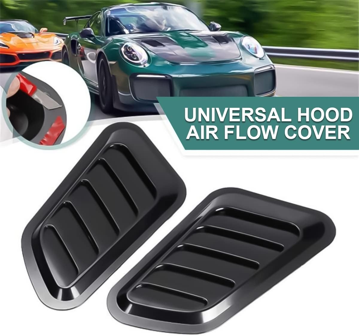 2PCS Universal Hood Air Vents for Car Hood Scoop, Bonnet Vent Hood Air Intake Trim Cover (Black) - Image 4