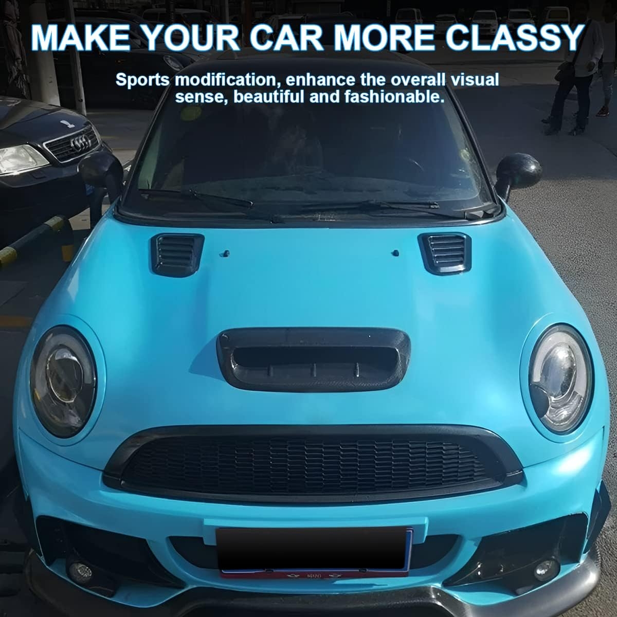 2PCS Universal Hood Air Vents for Car Hood Scoop, Bonnet Vent Hood Air Intake Trim Cover (Black) - Image 12