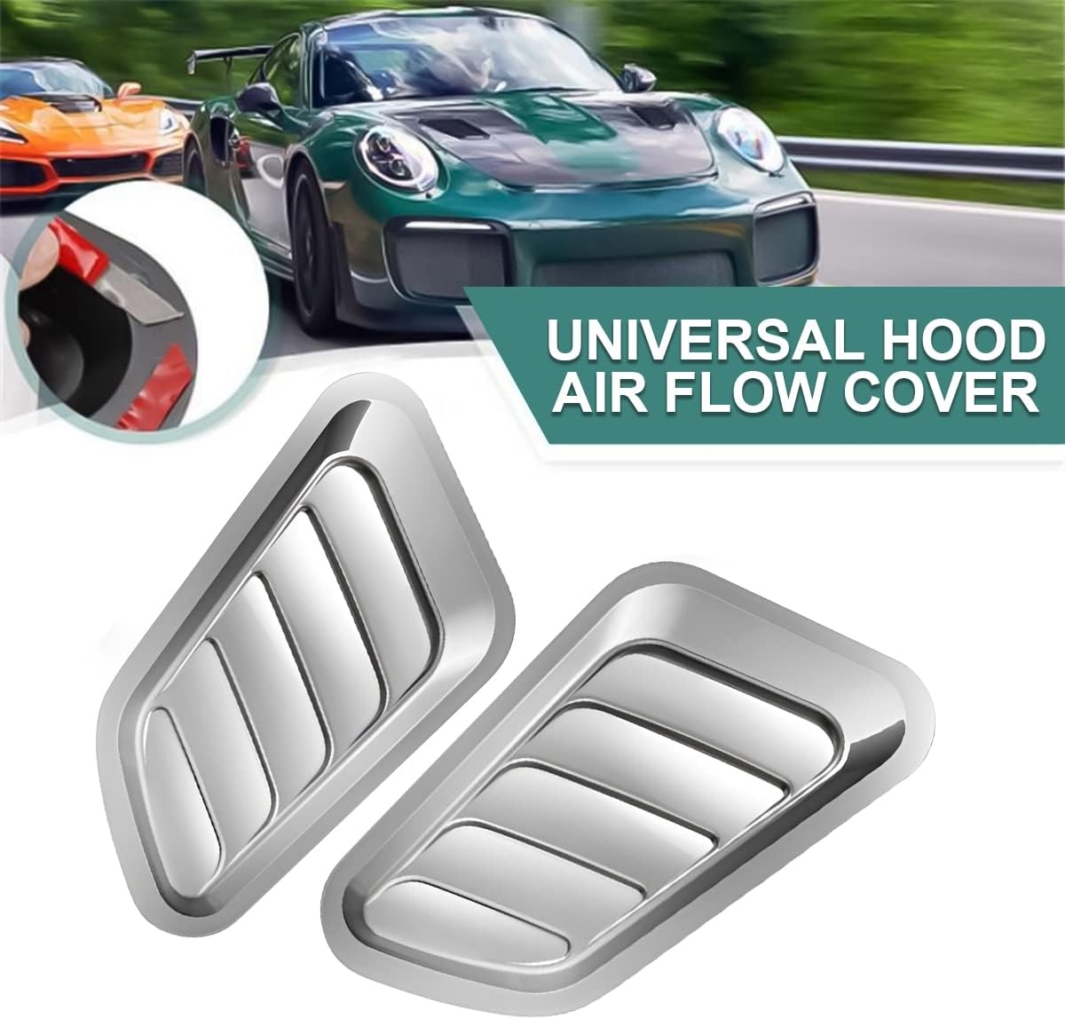 2PCS Universal Hood Air Vents for Car Hood Scoop, Bonnet Vent Hood Air Intake Trim Cover (Black) - Image 16