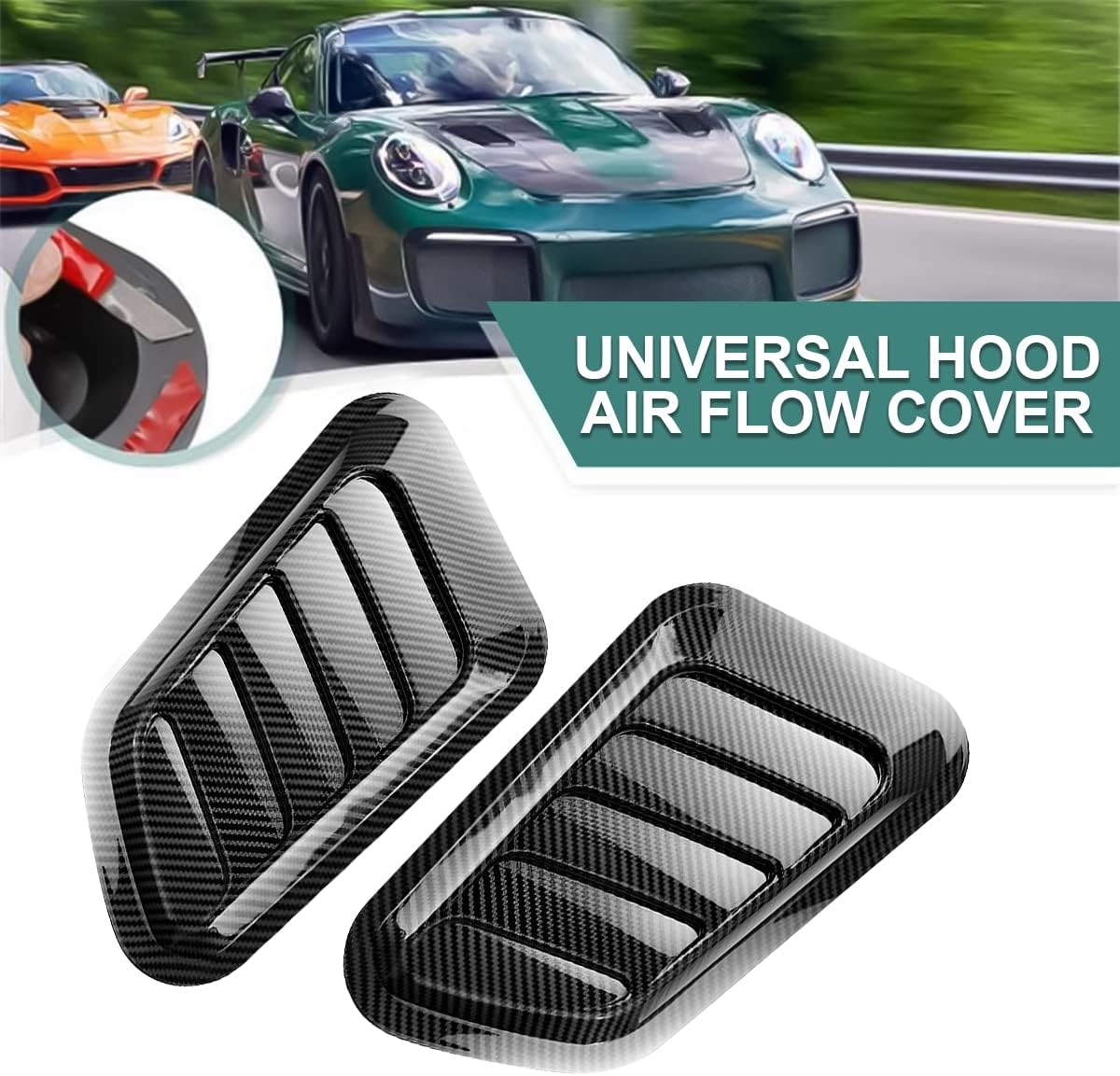 2PCS Universal Hood Air Vents for Car Hood Scoop, Bonnet Vent Hood Air Intake Trim Cover (Black) - Image 29