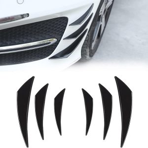 Pack-6 Car Spoiler Canards Kit, Universal Auto Front Bumper Lip Splitter, Body Anti-Collision Diffuser, Exterior Soft Rubber Decorative Stickers (Glossy Black)