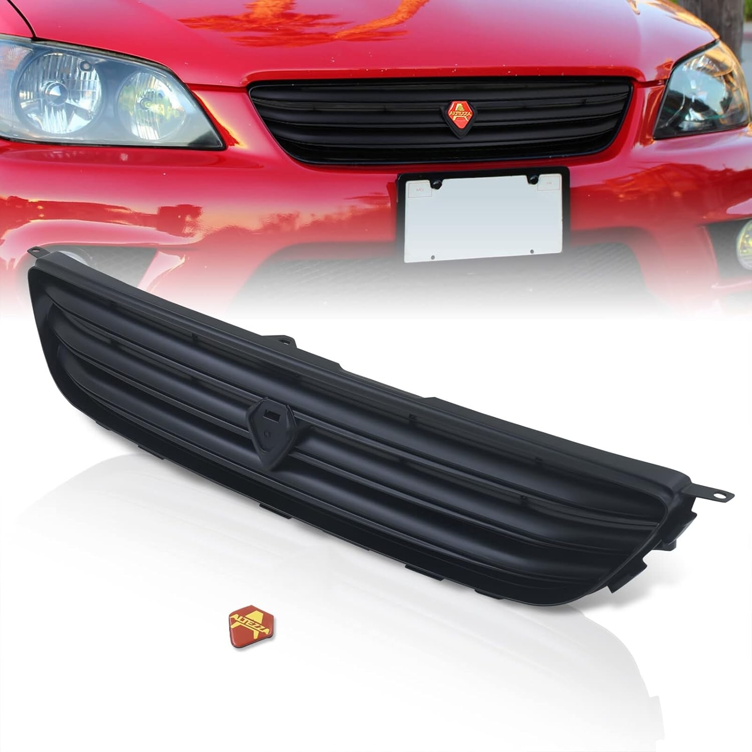 AJP Distributors Front Upper Bumper Hood Altezza Grill Mesh Grille ABS Cover Black JDM VIP Emblem Compatible/Replacement For IS300 IS200 XE10 GXE10 JCE10 SXE10 2001 2002 2003 2004 2005 01 02 03 04 05