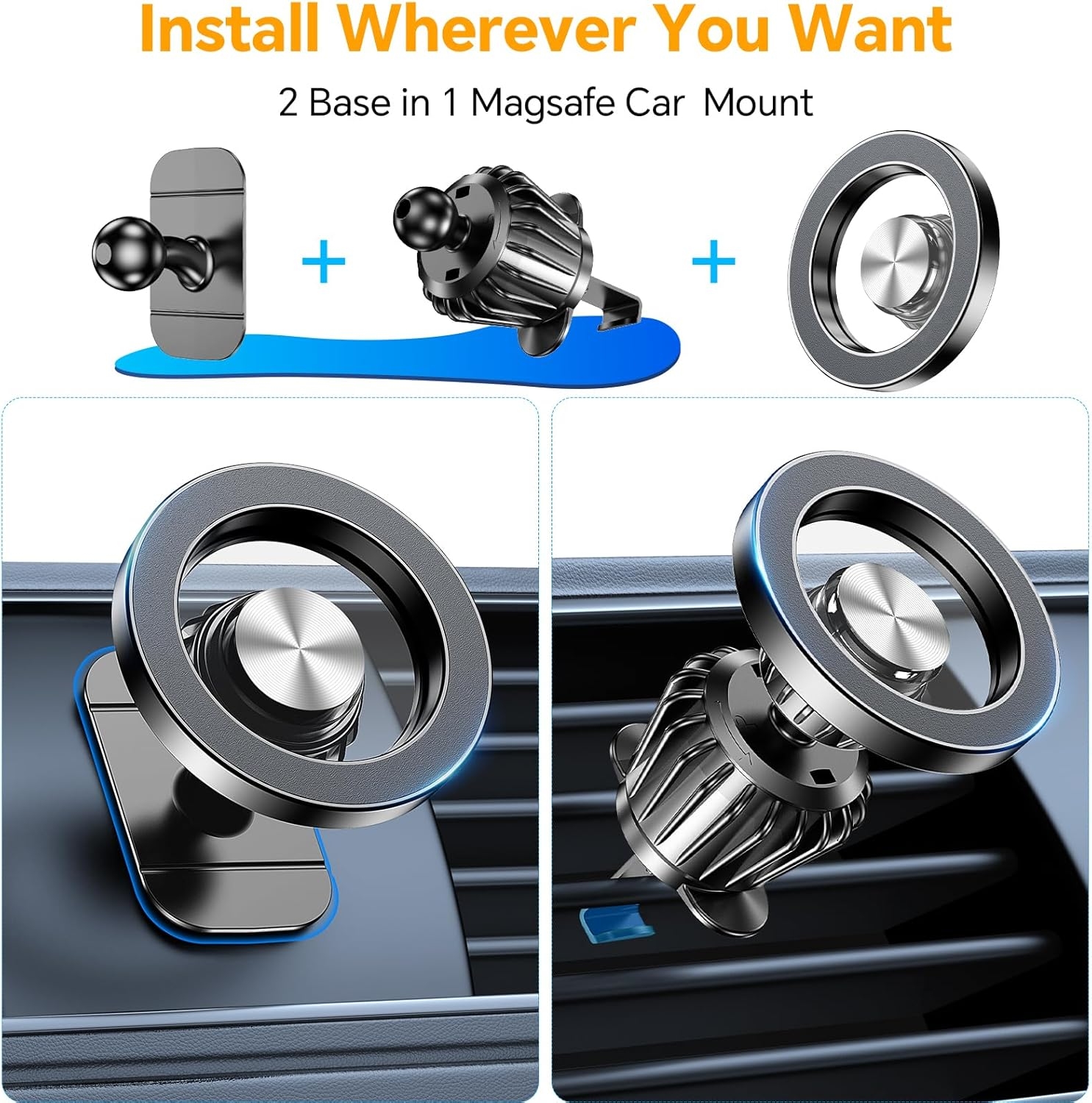 Kaistyle for Magsafe Car Mount20 Strong MagnetsMagnetic Phone Holder for Car Phone Holder Mount Dash Mounted Holders Cell Phone Holders for Your Car Accessories for Women Men for iPhone 17 16 15 14 - Image 2