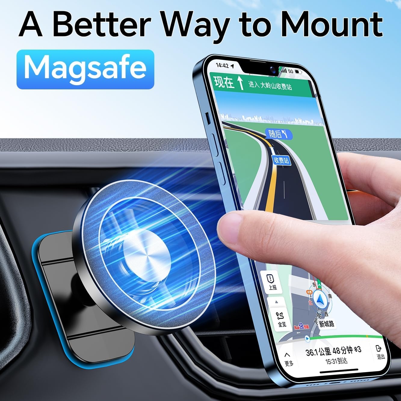 Kaistyle for Magsafe Car Mount20 Strong MagnetsMagnetic Phone Holder for Car Phone Holder Mount Dash Mounted Holders Cell Phone Holders for Your Car Accessories for Women Men for iPhone 17 16 15 14 - Image 3