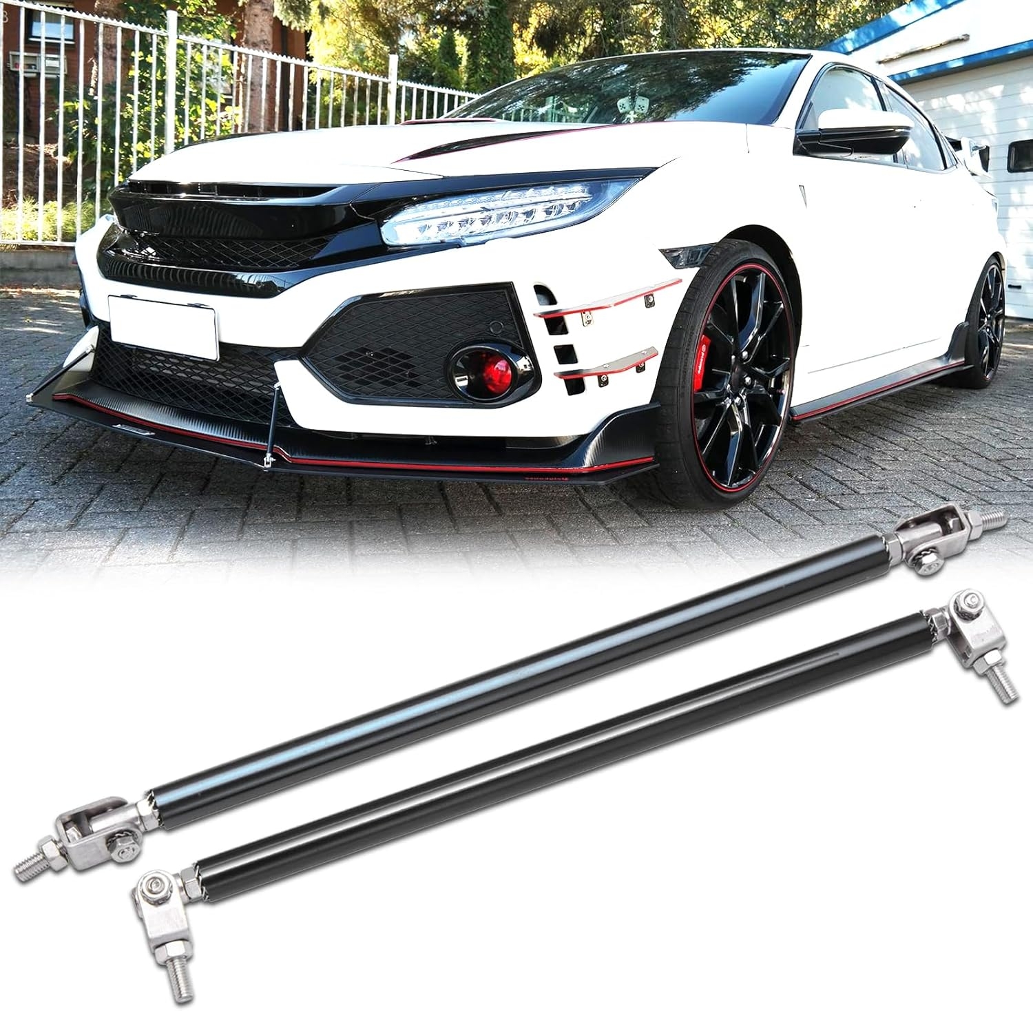 2PCS 8"-11" Adjustable Front Bumper Lip Splitter Support Rods Universal Bumper Lip Support Rods Compatible with Most Car Vehicles (Red) - Image 2
