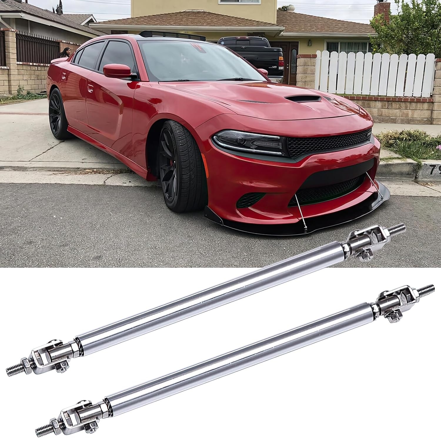 2PCS 8"-11" Adjustable Front Bumper Lip Splitter Support Rods Universal Bumper Lip Support Rods Compatible with Most Car Vehicles (Red) - Image 9