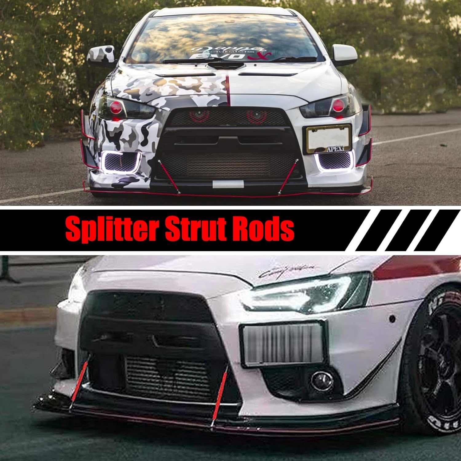 2PCS 8"-11" Adjustable Front Bumper Lip Splitter Support Rods Universal Bumper Lip Support Rods Compatible with Most Car Vehicles (Red) - Image 17