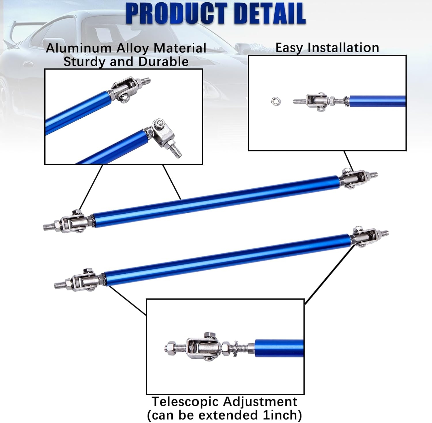 2PCS 8"-11" Adjustable Front Bumper Lip Splitter Support Rods Universal Bumper Lip Support Rods Compatible with Most Car Vehicles (Red) - Image 21