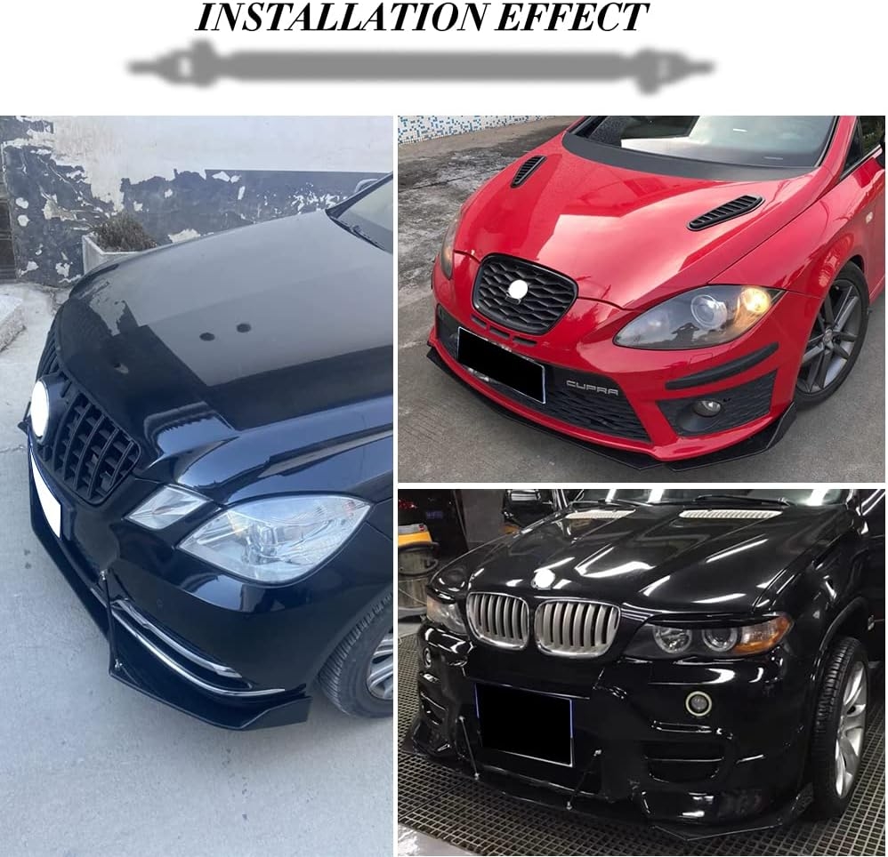 DREAMIZER Universal Front Bumper Lip Strut Rod Spoiler Wing Wide Body Kit Spoiler with Adjustable 8"-11" Support Splitter Rods (Black) - Round Corner - Image 4