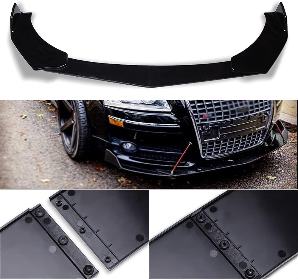 DREAMIZER Universal Front Bumper Lip Strut Rod Spoiler Wing Wide Body Kit Spoiler with Adjustable 8"-11" Support Splitter Rods (Black) - Round Corner - Image 9