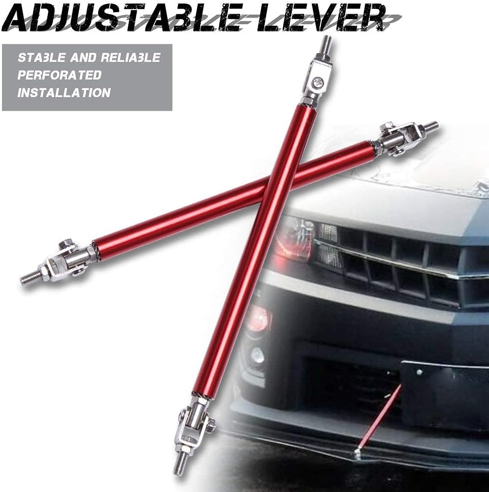 DREAMIZER Universal Front Bumper Lip Strut Rod Spoiler Wing Wide Body Kit Spoiler with Adjustable 8"-11" Support Splitter Rods (Black) - Round Corner - Image 10